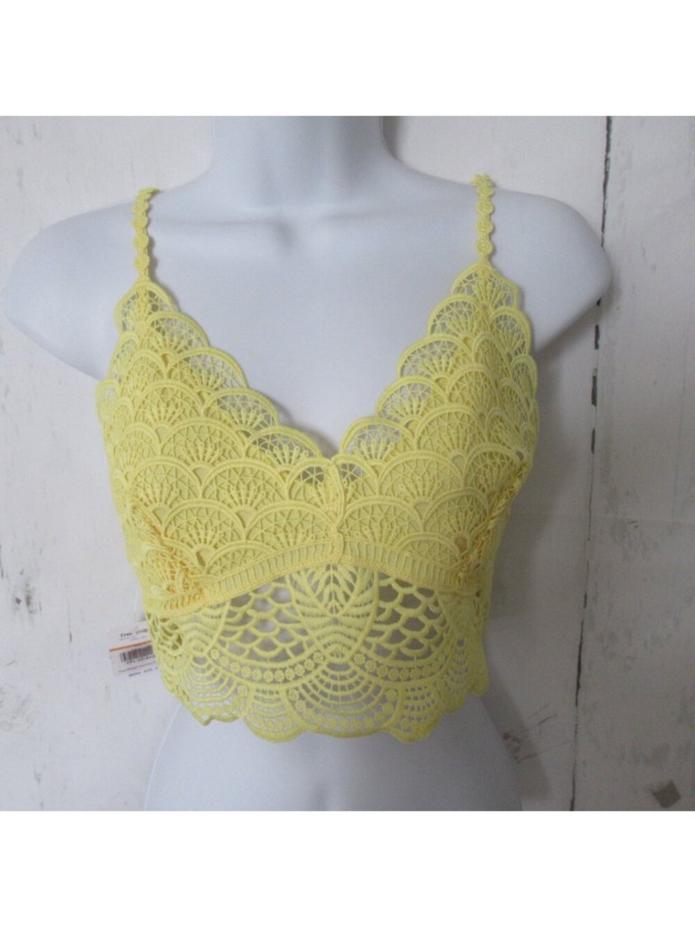 New Intimately Free‎ People Bra S Yellow Crochet Lace Bralette Longline